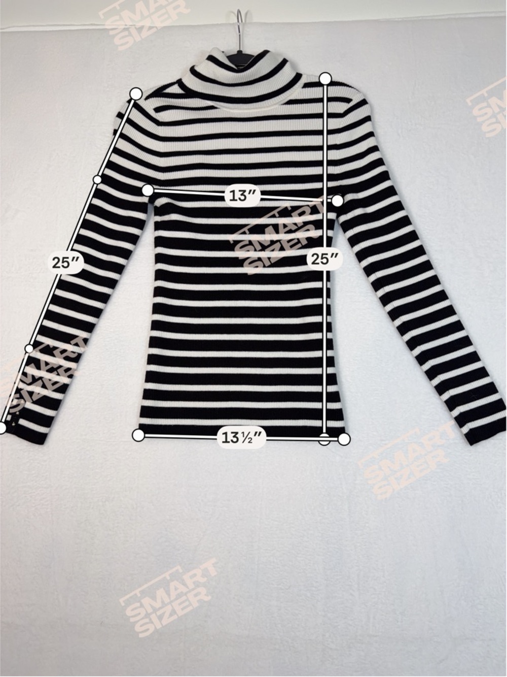 White House Black Market Black and White Striped Turtleneck Sweater Medium - Picture 6 of 13